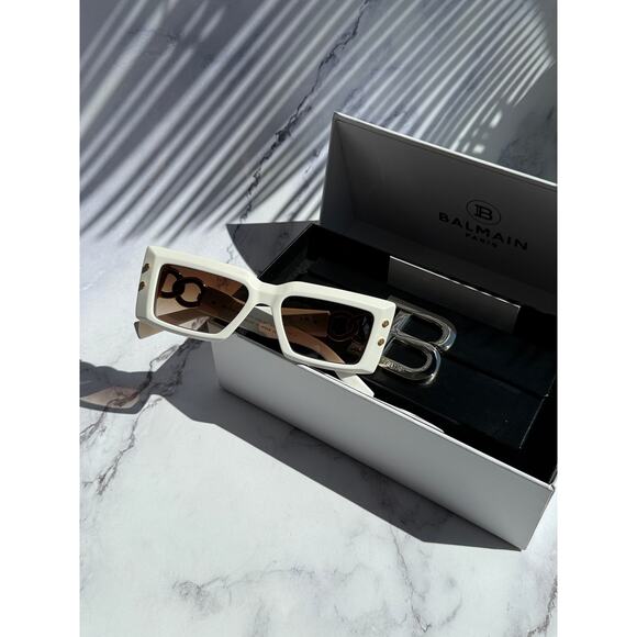 NEW Balmain Imperial Matte White Gold Sunglasses $875 - Picture 2 of 10
